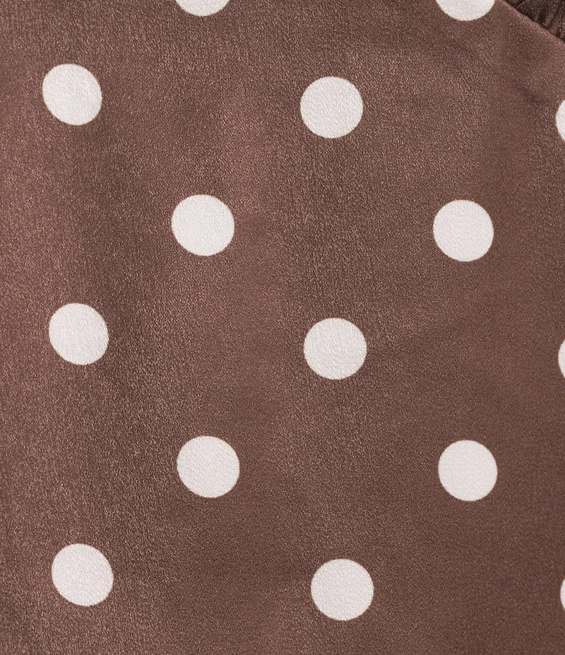 Double Zero Satin Polka Dot V-Neck Top