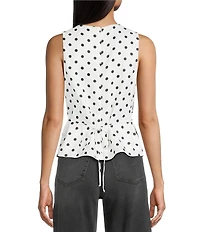 Double Zero Satin Polka Dot V-Neck Top