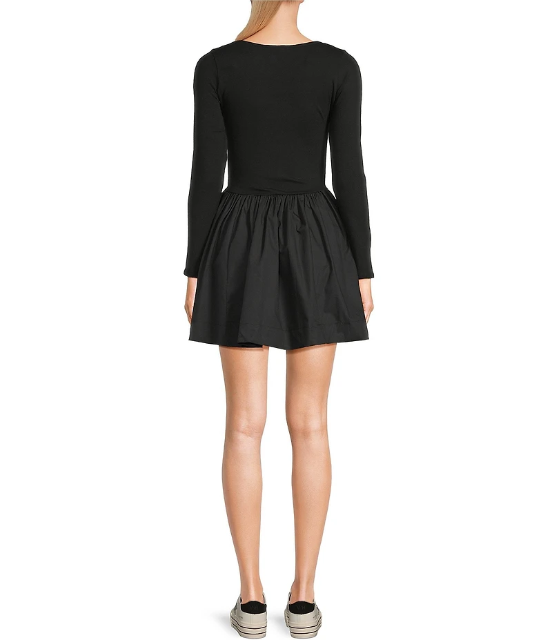 Double Zero Scoop Neck Long Sleeve Mini Fit And Flare Dress