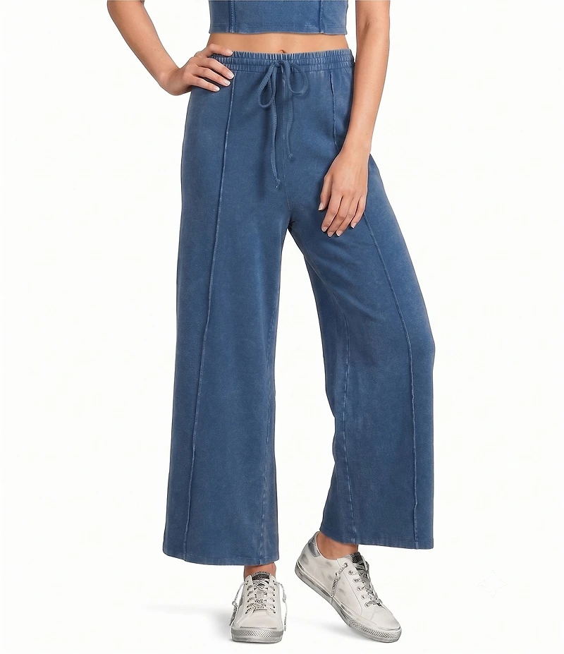 Double Zero Seamed Drawstring Coordinating Wide Leg Pants