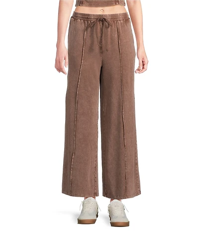 Double Zero Seamed Drawstring Coordinating Wide Leg Pants