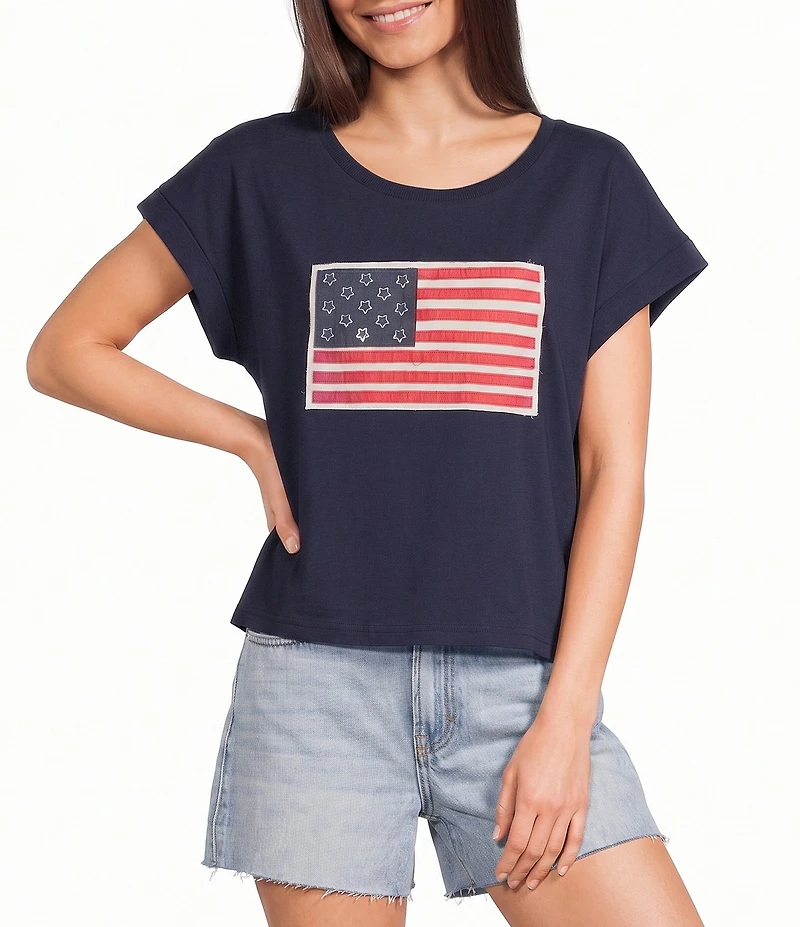 Double Zero Short Sleeve Americana Flag Patch Tee