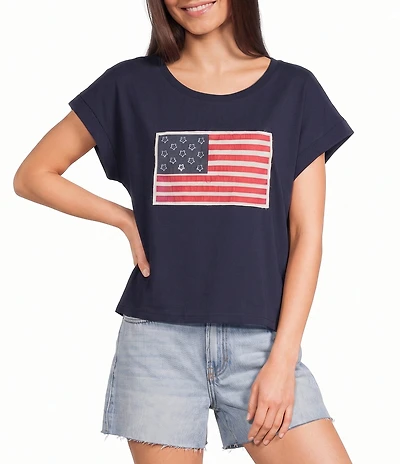 Double Zero Short Sleeve Americana Flag Patch Tee