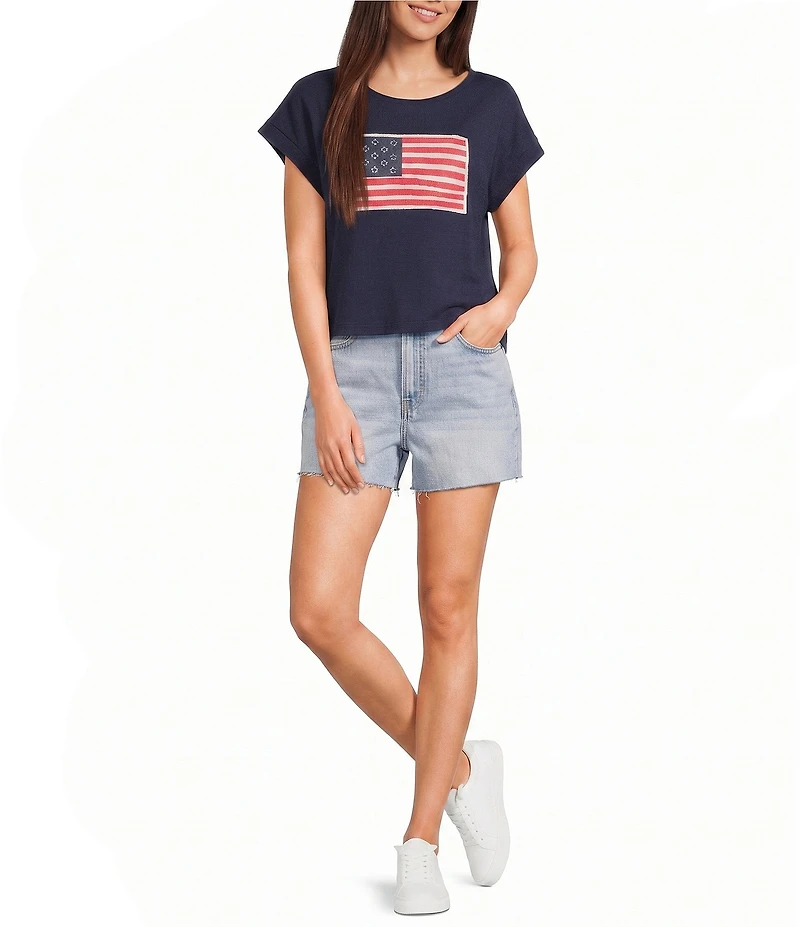 Double Zero Short Sleeve Americana Flag Patch Tee