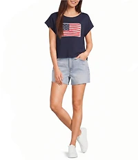 Double Zero Short Sleeve Americana Flag Patch Tee