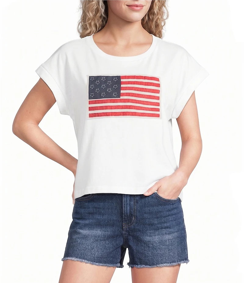 Double Zero Short Sleeve Americana Flag Patch Tee