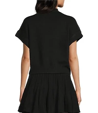Double Zero Short Sleeve Turtleneck Cropped Sweater