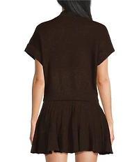 Double Zero Short Sleeve Turtleneck Cropped Sweater