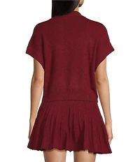 Double Zero Short Sleeve Turtleneck Cropped Sweater