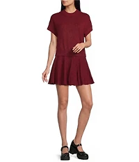 Double Zero Short Sleeve Turtleneck Cropped Sweater