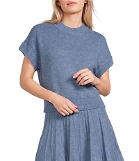 Double Zero Short Sleeve Turtleneck Cropped Sweater