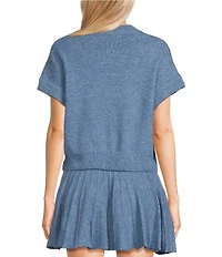 Double Zero Short Sleeve Turtleneck Cropped Sweater