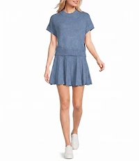 Double Zero Short Sleeve Turtleneck Cropped Sweater