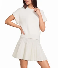 Double Zero Short Sleeve Turtleneck Cropped Sweater