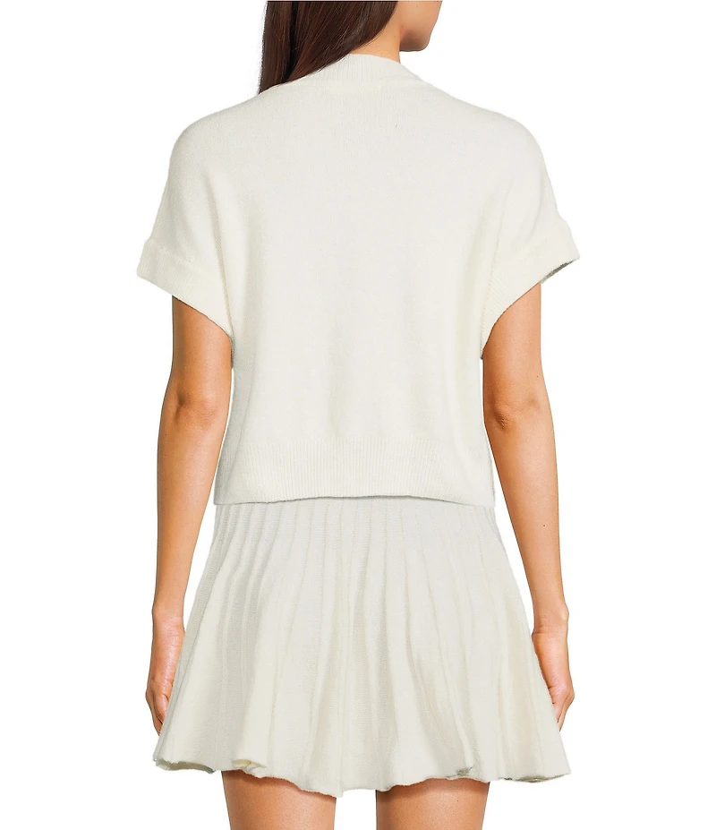 Double Zero Short Sleeve Turtleneck Cropped Sweater