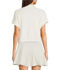 Double Zero Short Sleeve Turtleneck Cropped Sweater