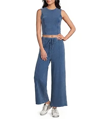Double Zero Sleeveless Coordinating Crop Seamed Top