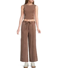 Double Zero Sleeveless Coordinating Crop Seamed Top