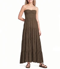 Double Zero Strapless Smocked Tiered Maxi Dress