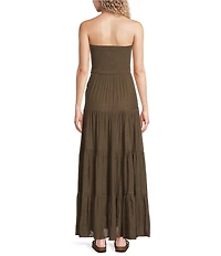 Double Zero Strapless Smocked Tiered Maxi Dress