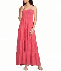 Double Zero Strapless Smocked Tiered Maxi Dress