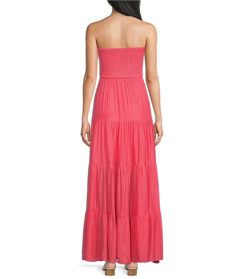 Double Zero Strapless Smocked Tiered Maxi Dress
