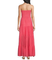 Double Zero Strapless Smocked Tiered Maxi Dress
