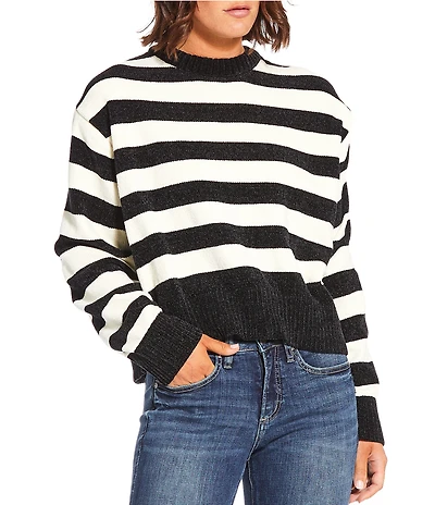 Double Zero Striped Long Sleeve Sweater