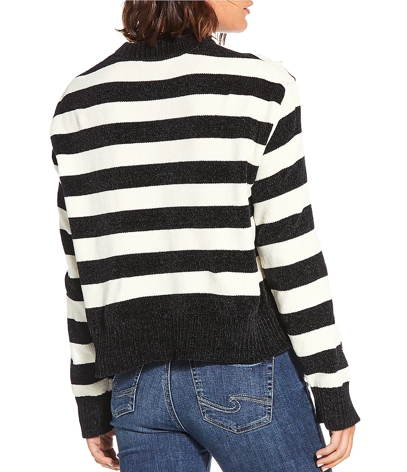 Double Zero Striped Long Sleeve Sweater