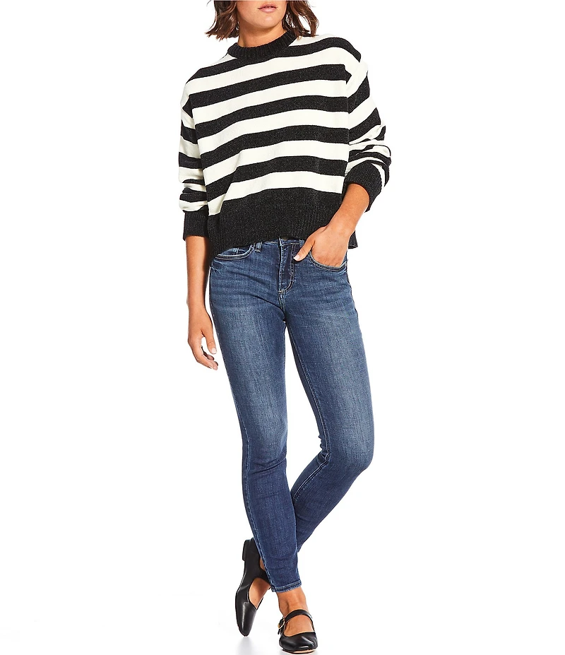 Double Zero Striped Long Sleeve Sweater