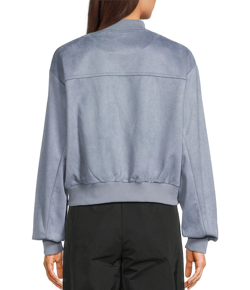 Double Zero Suede Collared Full Zip Bomber Jacket