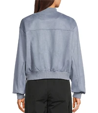 Double Zero Suede Collared Full Zip Bomber Jacket