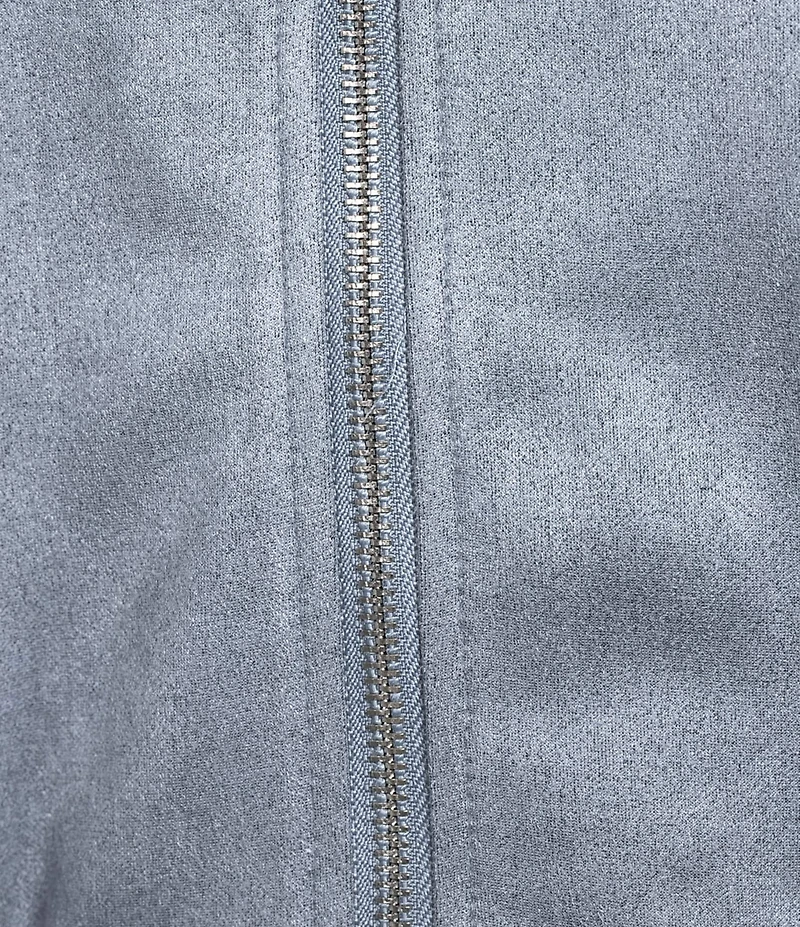 Double Zero Suede Collared Full Zip Bomber Jacket