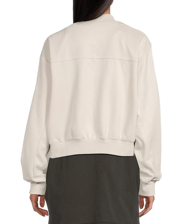 Double Zero Suede Collared Full Zip Bomber Jacket