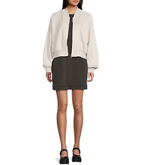 Double Zero Suede Collared Full Zip Bomber Jacket