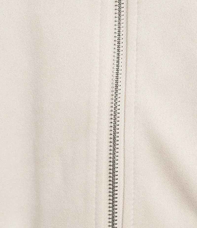 Double Zero Suede Collared Full Zip Bomber Jacket