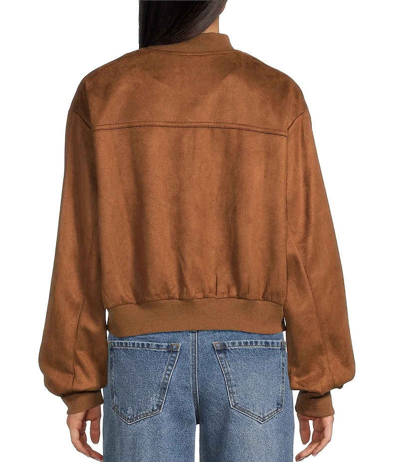 Double Zero Suede Collared Full Zip Bomber Jacket