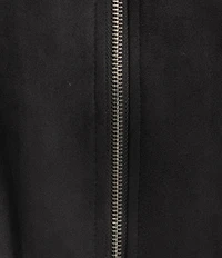 Double Zero Suede Collared Full Zip Bomber Jacket