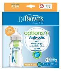 Dr. Brown's Options+ Anti-Colic Wide-Neck 9oz Baby Bottle 3-Pack