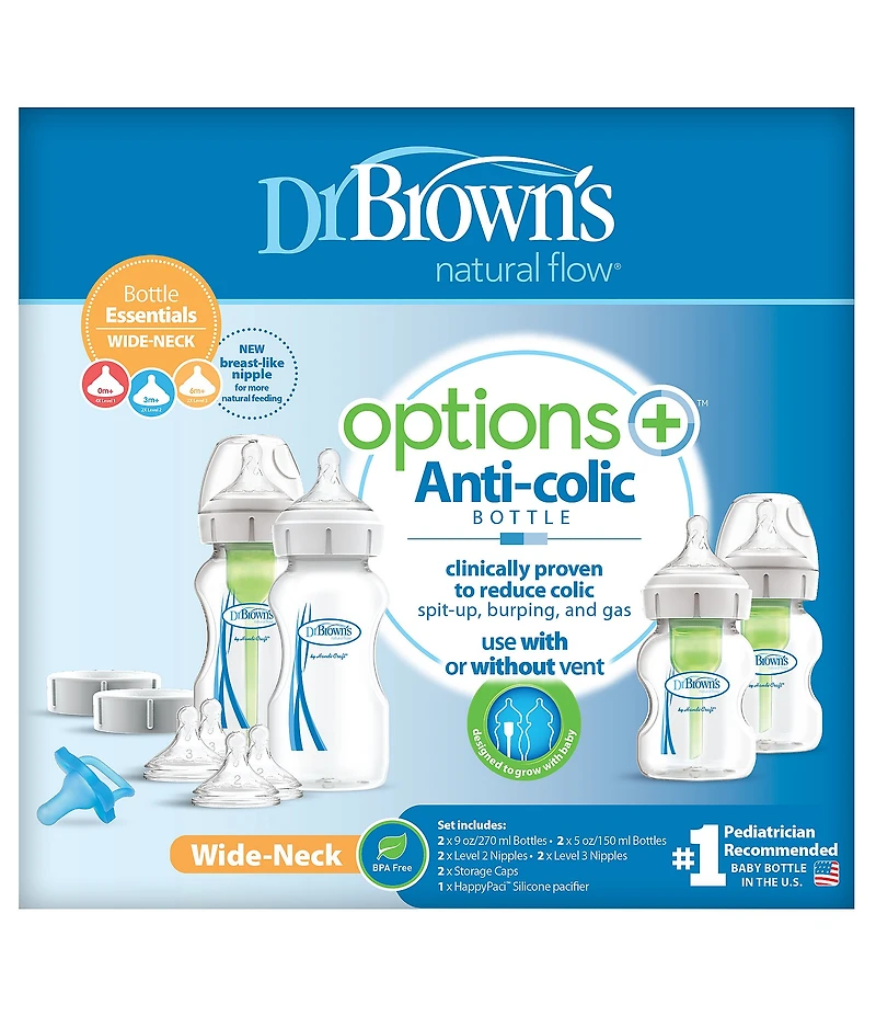 Dr. Brown's Options+ Wide-Neck Baby Bottle Essentials Gift Set