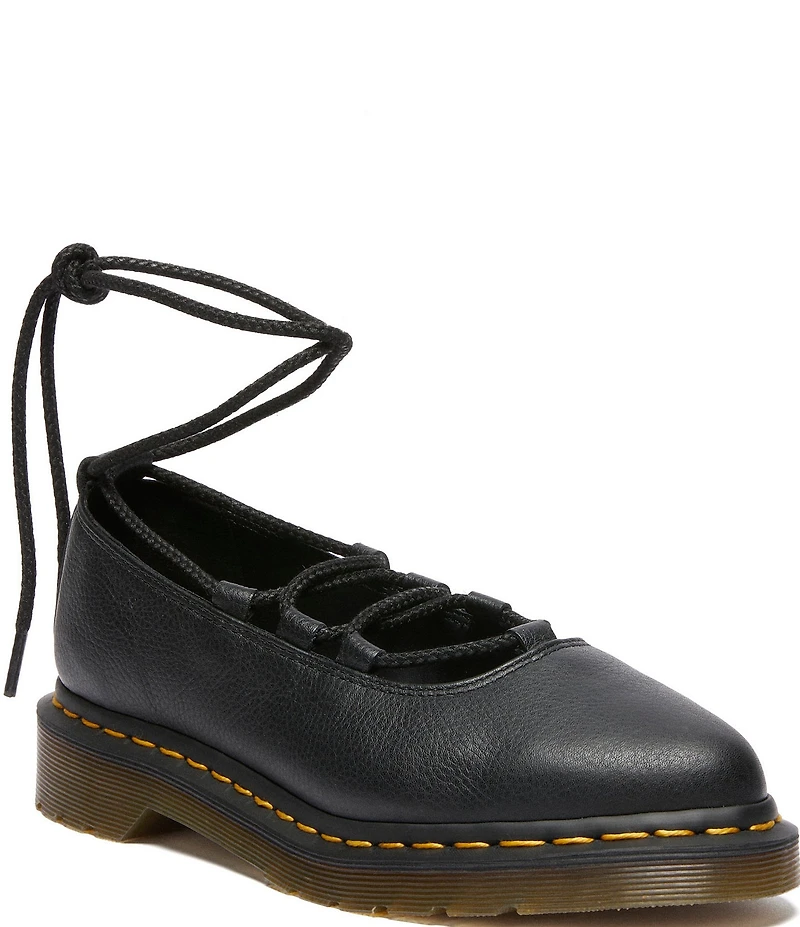Dr. Martens Women's Elphie II Virginia Leather Platform Lace Up Ballet Flats