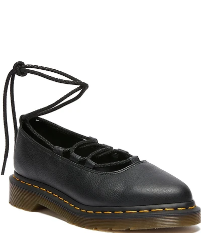 Dr. Martens Women's Elphie II Virginia Leather Platform Lace Up Ballet Flats