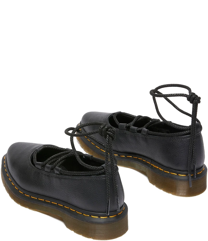 Dr. Martens Women's Elphie II Virginia Leather Platform Lace Up Ballet Flats
