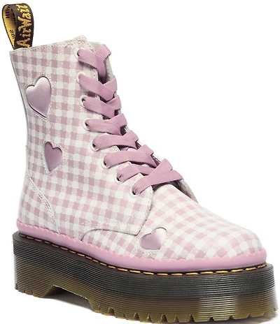 Dr. Martens Jadon Heart Gingham Leather Platform Boots