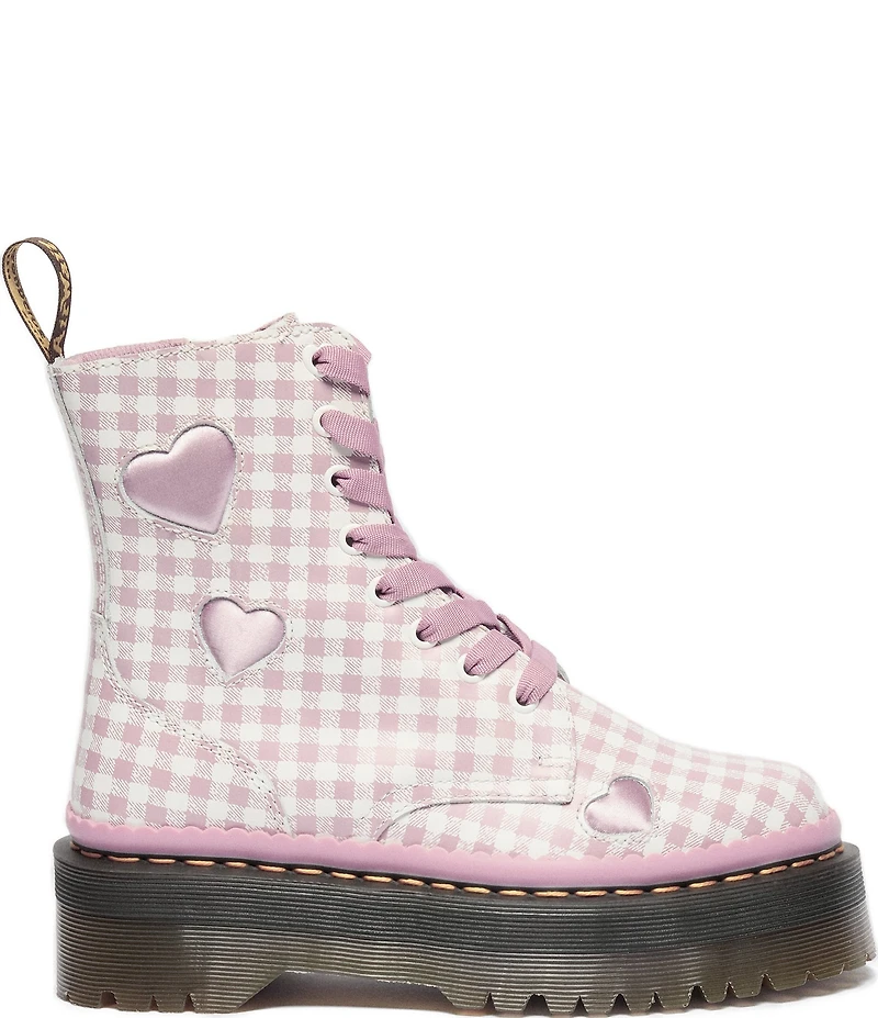 Dr. Martens Jadon Heart Gingham Leather Platform Boots