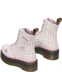 Dr. Martens Jadon Heart Gingham Leather Platform Boots