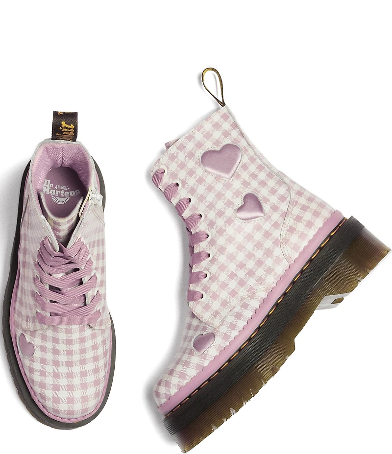 Dr. Martens Jadon Heart Gingham Leather Platform Boots