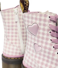 Dr. Martens Jadon Heart Gingham Leather Platform Boots