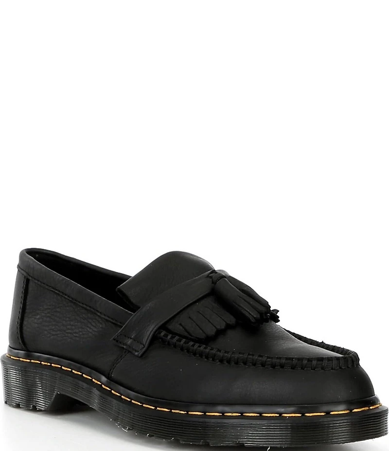 Dr. Martens Men's Adrian Yellow Stitch Ambassador Leather Kiltie Tassel Loafers
