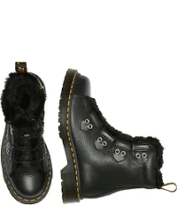 Dr. Martens Women's 1460 Faux Fur Lined Leather Grommet Hardware Lace Up Boots